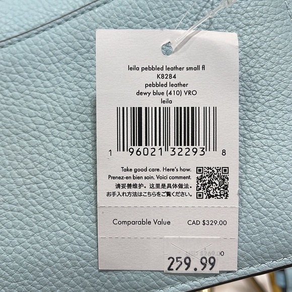 NWT Kate Spade Leila Small Crossbody K8284 
Leather Dewy Blue 
NWT - Picture 7 of 16